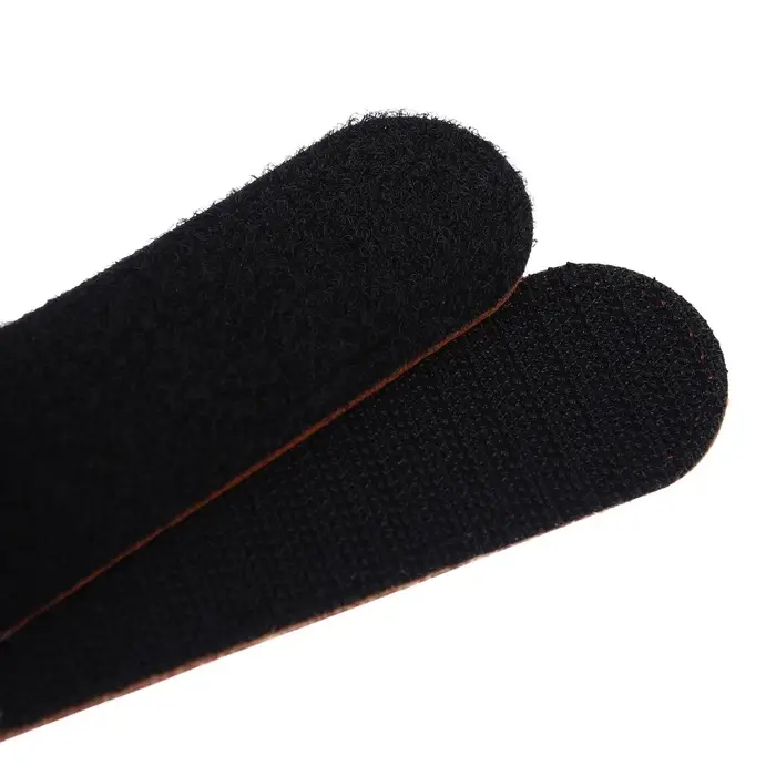 Крючок карабин для сумок на коляску, на липучке, экокожа, коричневый