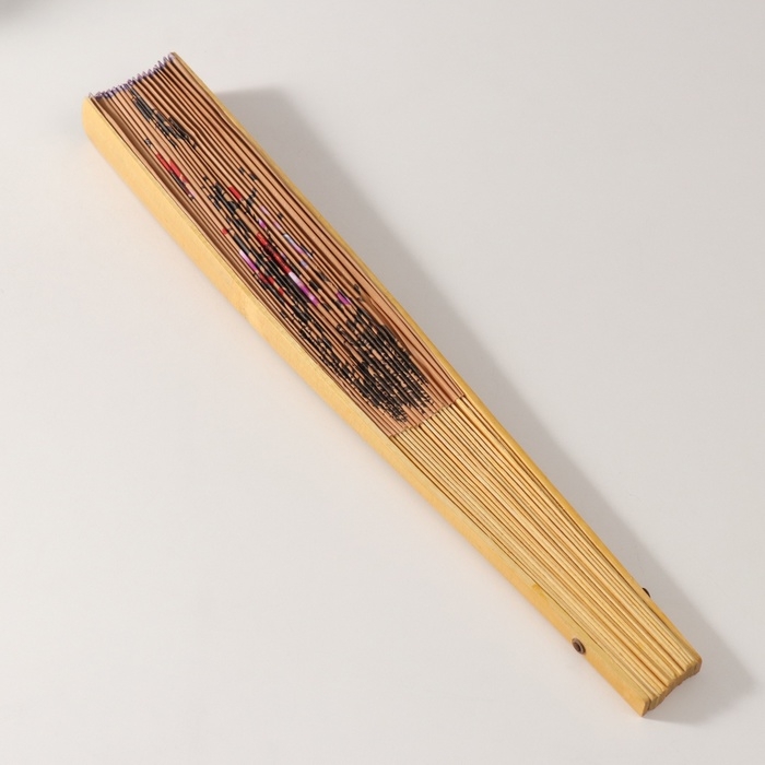 Веер бамбук, текстиль h=50 см  Веер бамбук, текстиль h=50 см "Веточка сакуры" бежевый