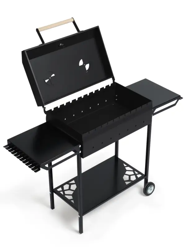 Мангал GrilMe MAX, 115&times;35&times;83 см, сталь 2 мм, термометр, 2 полки, колёса