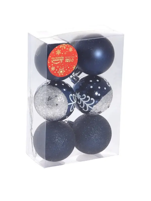 Ёлочные игрушки &laquo;Перелив&raquo;, ёлочка, шары новогодние, набор d=6 см, 6 шт., синий