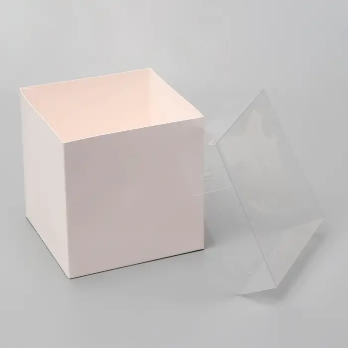 Коробка для цветов с PVC крышкой, 12×12×12 см, белая Коробка для цветов с PVC крышкой, 12×12×12 см, белая