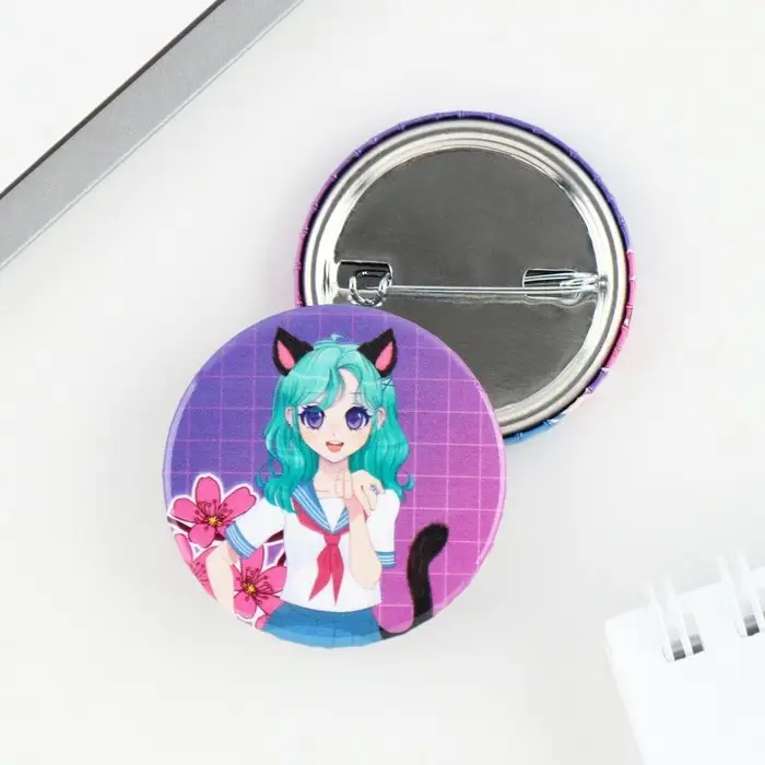 Значок закатной аниме «Девушка с ушками», d=3.8 см Значок закатной аниме «Девушка с ушками», d=3.8 см