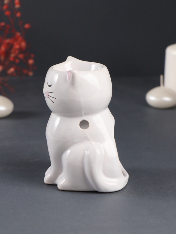 Аромалампа керамика "Котик румяный" 7,7х8х11,5 см