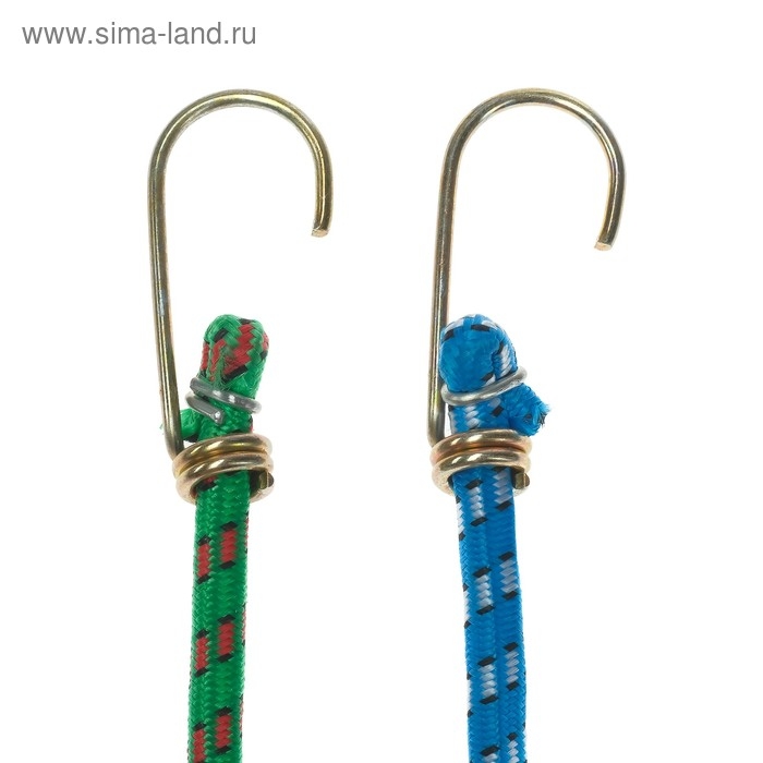 Резинка для крепления багажа TORSO, 100 см, d8 мм, металлические крючки, МИКС, набор 2 шт Резинка для крепления багажа TORSO, 100 см, d8 мм, металлические крючки, МИКС, набор 2 шт