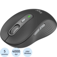 Мышь компьютерная Logitech M750 4000dpi BT/USB 5but(910-006269)графит