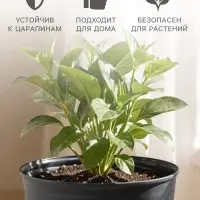 Горшок цветочный с поддоном Saffron, 2.6 л, d=17.6 см, h=16.2 см, пластиковый, серый