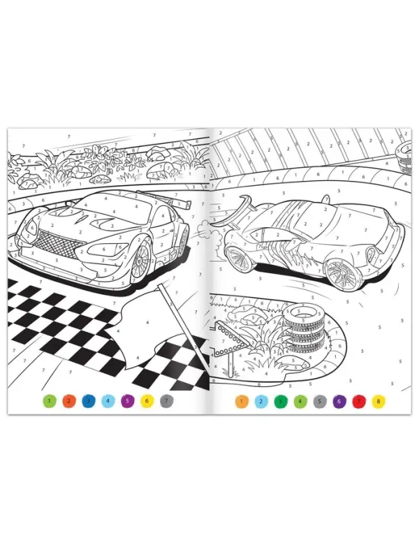 Раскраска по номерам &laquo;Гонка чемпионов&raquo;, 16 стр., формат А4
