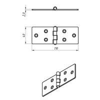 Петля карточная ТУНДРА, 110х40 мм, покрытие цинк, 1 шт.