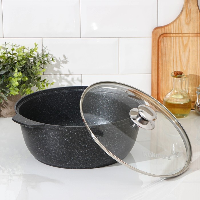 Кастрюля-жаровня, 5 л, d=28 см, антипригарное покрытие, цвет чёрный Кастрюля-жаровня, 5 л, d=28 см, антипригарное покрытие, цвет чёрный