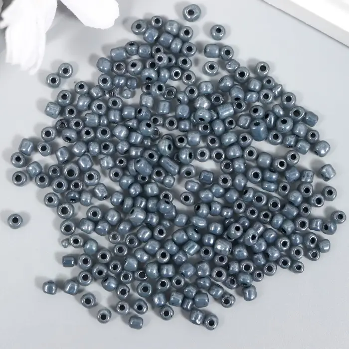 Бисер круглый размер 6/0  Бисер круглый размер 6/0 "Серый с перламутром" 20 гр