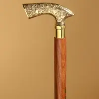 Трость деревянная, 94 см, дерево шишам, латунь