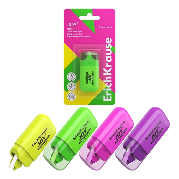 Корректирующая лента, ErichKrause JOY, 5 мм х 6 м , в блистере, микс