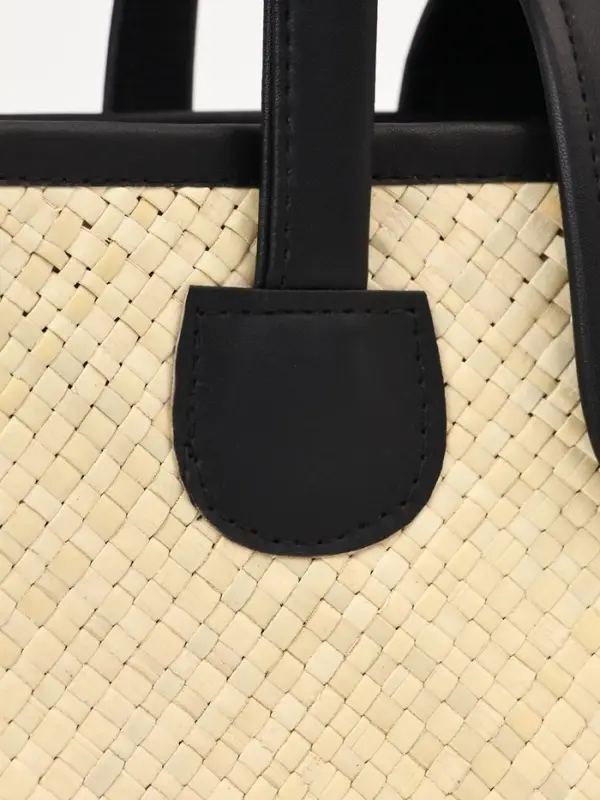 Сумка плетёная на застёжке из пандана, 35&times;12&times;40 см, бежево-чёрная