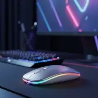 Мышь MB-2.4 беспроводная, оптическая, подсветка, 800-1600 dpi, USB, Bluetooth, серебристая