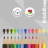Карандаши 12цв, ErichKrause "Aquamarine", пластик, трехгр., с точилкой, европодвес