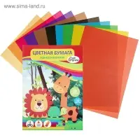 Бумага цветная А4, 10 листов, 10 цветов, газетная, в папке Бумага цветная А4, 10 листов, 10 цветов, газетная, в папке