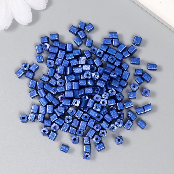 Бисер кубический стекло 4х4 мм  Бисер кубический стекло 4х4 мм "Металлик. Ярко-синий" набор 20 гр