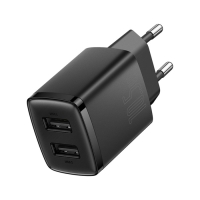 Сетевое зарядное устройство Baseus, 2USB, 2.1 А, 10.5W, чёрное