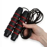 Скакалка спортивная ONLYTOP, 2.8 м, регулируемая, скоростная, с подшипником, чёрная, красная