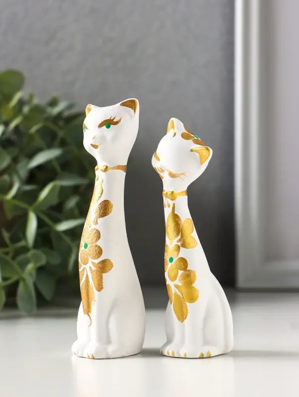 Набор фигурок 2 шт. керамика &laquo;Love - коты&raquo;, 11 см, белый