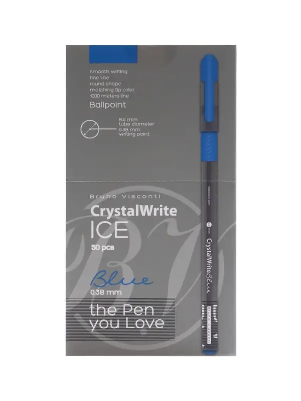 Ручка шариковая BrunoVisconti. CrystalWrite.Ice 0.38мм, стерж/син Ручка шариковая BrunoVisconti. CrystalWrite.Ice 0.38мм, стерж/син