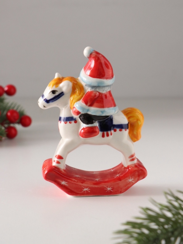 Качалка фарфоровая Качалка фарфоровая "Дед Мороз на единороге", 11 см