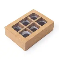 Коробка для 6 конфет с окном, крафт, 13.7×9.85×3.85 см
