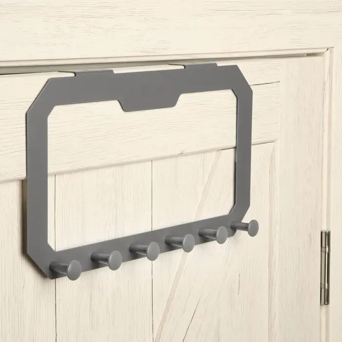 Вешалка ТУНДРА TVS002, металлическая, шестирожковая, самоклеящаяся, цвет серый