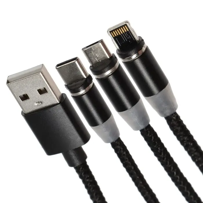 Кабель Luazon LN-6, microUSB/Type-C/Lightning - USB, 1 А, 1 м, магнитный разъем, Кабель Luazon LN-6, microUSB/Type-C/Lightning - USB, 1 А, 1 м, магнитный разъем,