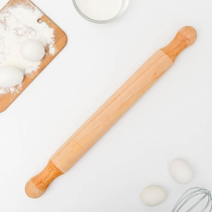 Скалка деревянная Доляна, 50×5 см, с фигурными ручками Скалка деревянная Доляна, 50×5 см, с фигурными ручками