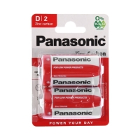 Батарейка солевая Panasonic Zinc Carbon, D, R20-2BL, 1.5В, блистер, 2 шт.