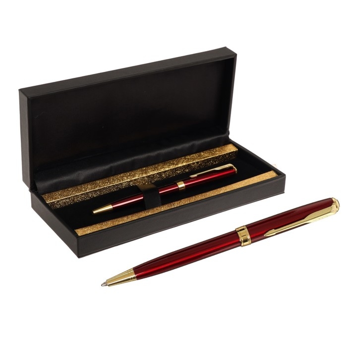 Ручка подарочная шариковая Calligrata, в кожзам футляре ПБ S, поворотная, корпус бордо/золото Ручка подарочная шариковая Calligrata, в кожзам футляре ПБ S, поворотная, корпус бордо/золото