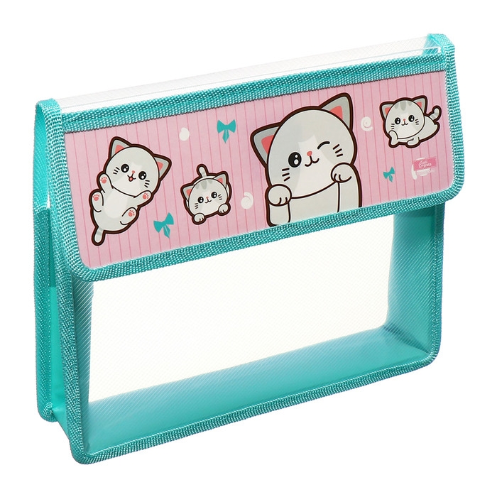 Папка для тетрадей А5 (230 х 190 х 50 мм), с клапаном на липучке, пластик/текстиль, Calligrata, "Котики"