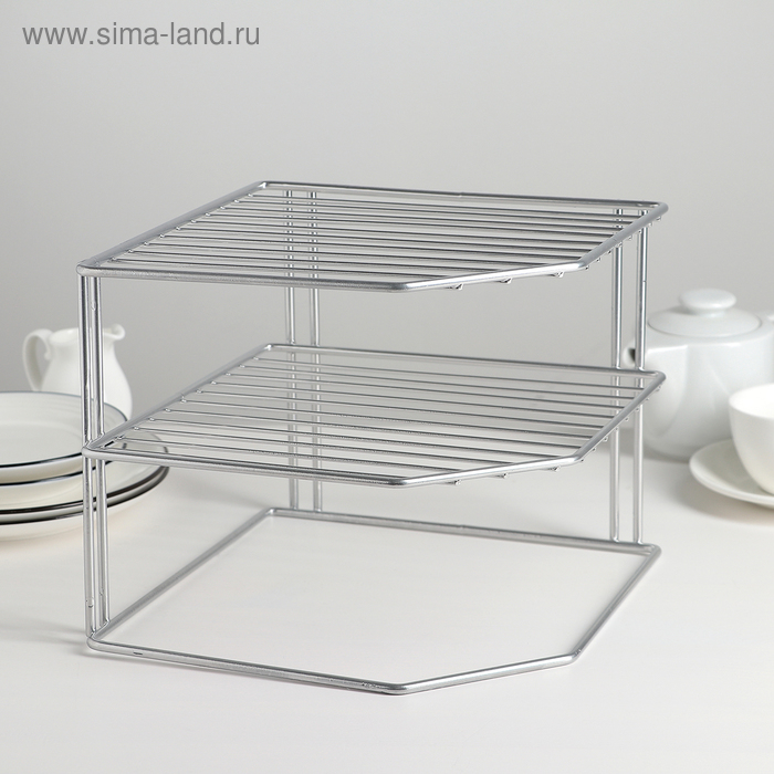 Подставка для посуды, 2 яруса, 25×25×20 см, цвет хром Подставка для посуды, 2 яруса, 25×25×20 см, цвет хром