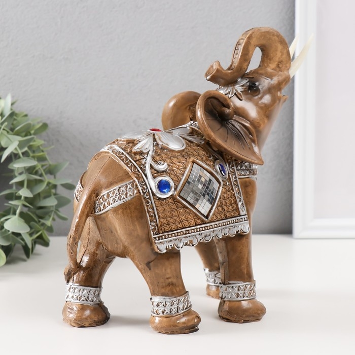 Сувенир полистоун Сувенир полистоун "Слон в попоне-кольчуге с мозаикой и золотыми узорами" 21х9х19,5 см