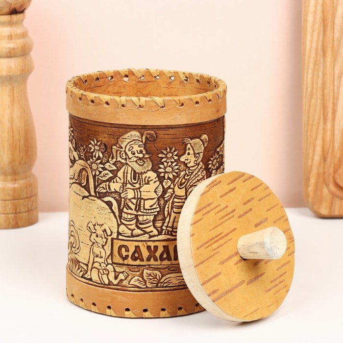 Туес «Деревня", сахар, 10 х 10 х 14 см