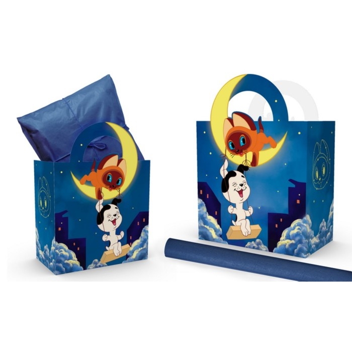 Пакет подарочный с упаковочной бумагой тишью, 22х22х12 см, Котёнок по имени Гав Пакет подарочный с упаковочной бумагой тишью, 22х22х12 см, Котёнок по имени Гав