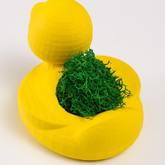 Кашпо бетонное Кашпо бетонное "Утка" 6х8х5,5 см желтая со мхом (мох зелен. стабилизированный)