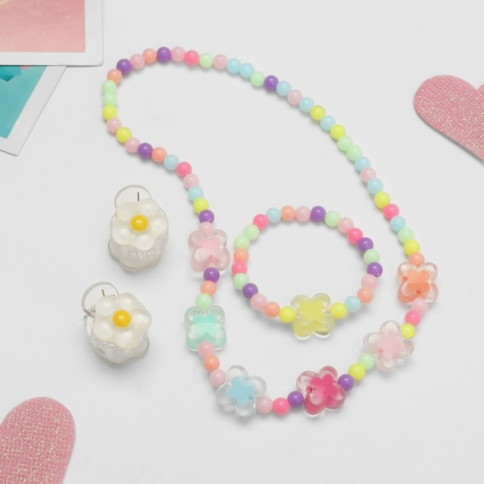 Комплект детский «Выбражулька» 4 предмета: 2 заколки, бусы, браслет, бабочки, цветной Комплект детский «Выбражулька» 4 предмета: 2 заколки, бусы, браслет, бабочки, цветной