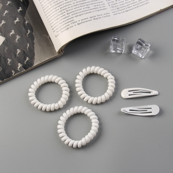 Набор для волос Набор для волос "Глория стиль" (3 резинки 5,5 см, 2 невидимки 5 см) белый