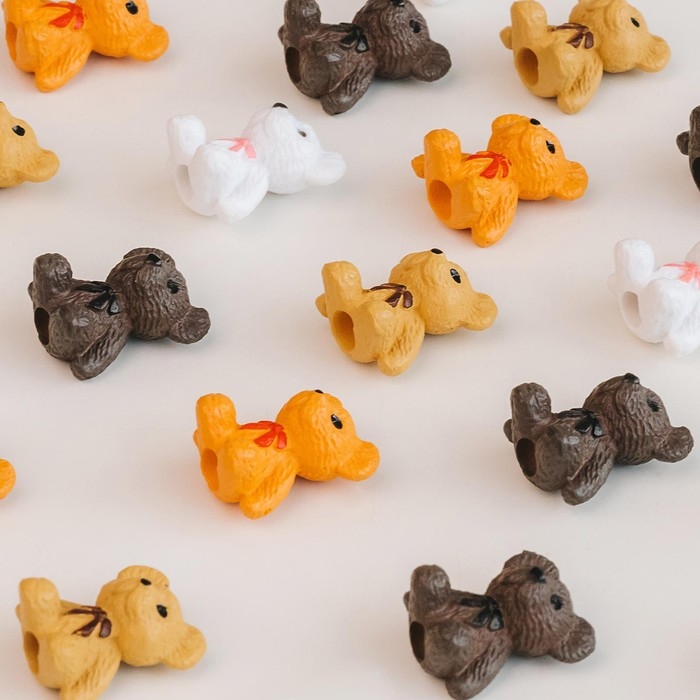 Миниатюра кукольная «Мишка», набор 4 шт, размер 1 шт: 1,8×1,4×1,1 см, цвета МИКС