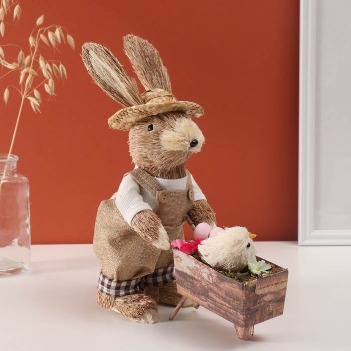 Декор Декор "Зайчик с курочкой в тележке" 10х30х27 см