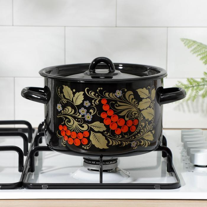 Кастрюля эмалированная, 2,9 л, цвет МИКС