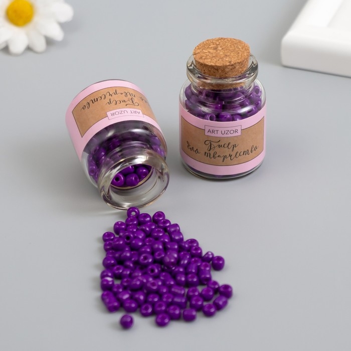 Бисер круглый 6/0 в бутылочке  Бисер круглый 6/0 в бутылочке "Глубокий фиолет" 2х20 гр набор 2 шт
