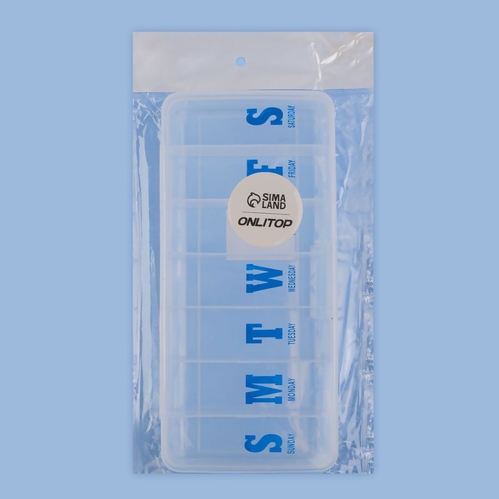 Таблетница «Неделька», английские буквы, 7 секций, цвет прозрачный Таблетница «Неделька», английские буквы, 7 секций, цвет прозрачный