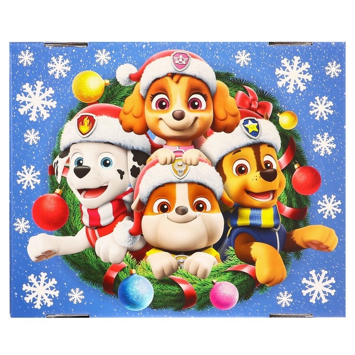 Новый год. Коробка подарочная с крышкой,  Новый год. Коробка подарочная с крышкой, "Счастливый Новый год", 31 х 25,5 х 16 см, Щенячий патруль