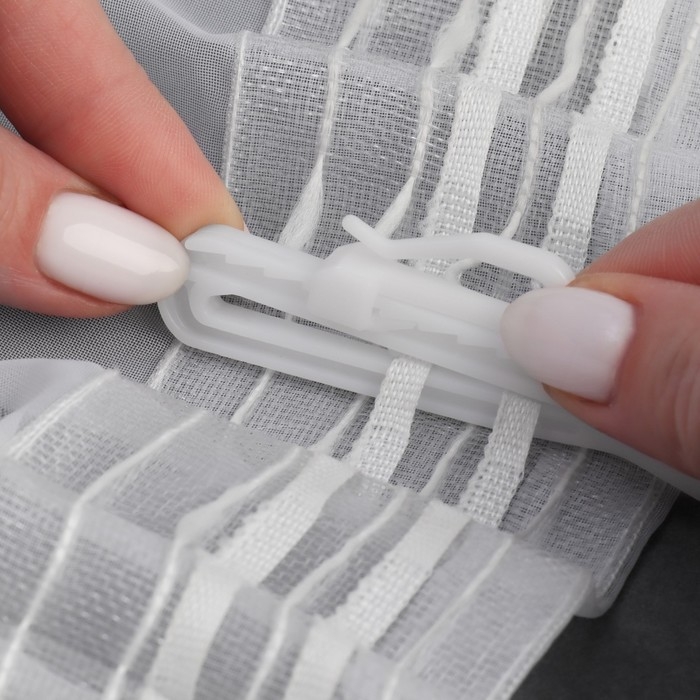 Крючок для штор, регулируемый, 7 × 2,3 × 0,5 см, 10 шт, цвет белый Крючок для штор, регулируемый, 7 × 2,3 × 0,5 см, 10 шт, цвет белый