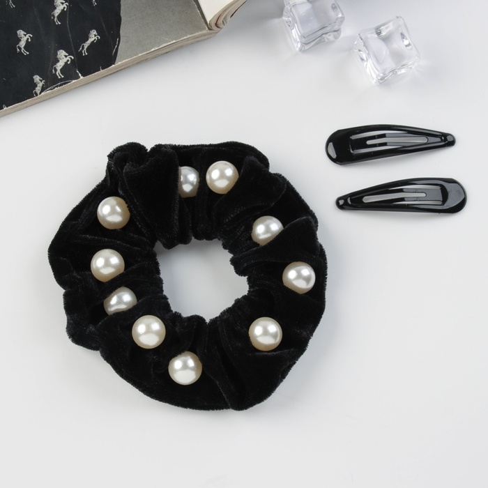 Набор для волос Набор для волос "Глория грация" (резинка 7 см, 2 невидимки 5 см) чёрный