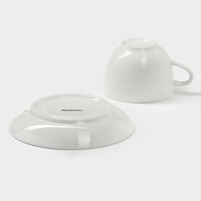 Чайная пара фарфоровая Magistro «Бланш», 2 предмета: чашка 280 мл, блюдце d=15 см, цвет белый Чайная пара фарфоровая Magistro «Бланш», 2 предмета: чашка 280 мл, блюдце d=15 см, цвет белый