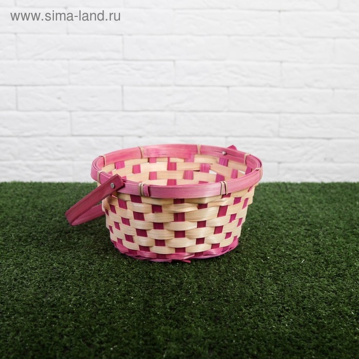 Корзина плетеная, бамбук, 21х21х10/24 см, розовая Корзина плетеная, бамбук, 21х21х10/24 см, розовая